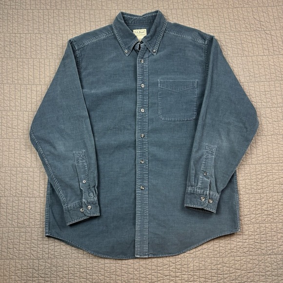 L.L. Bean Other - LL Bean Shirt Mens Medium Blue Corduroy Pocket Long Sleeve Button Down Workwear